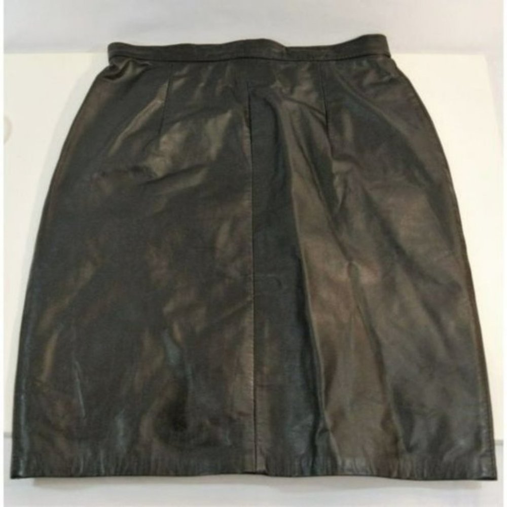 Cosa Nova Black  Leather Pencil Skirt Vintage